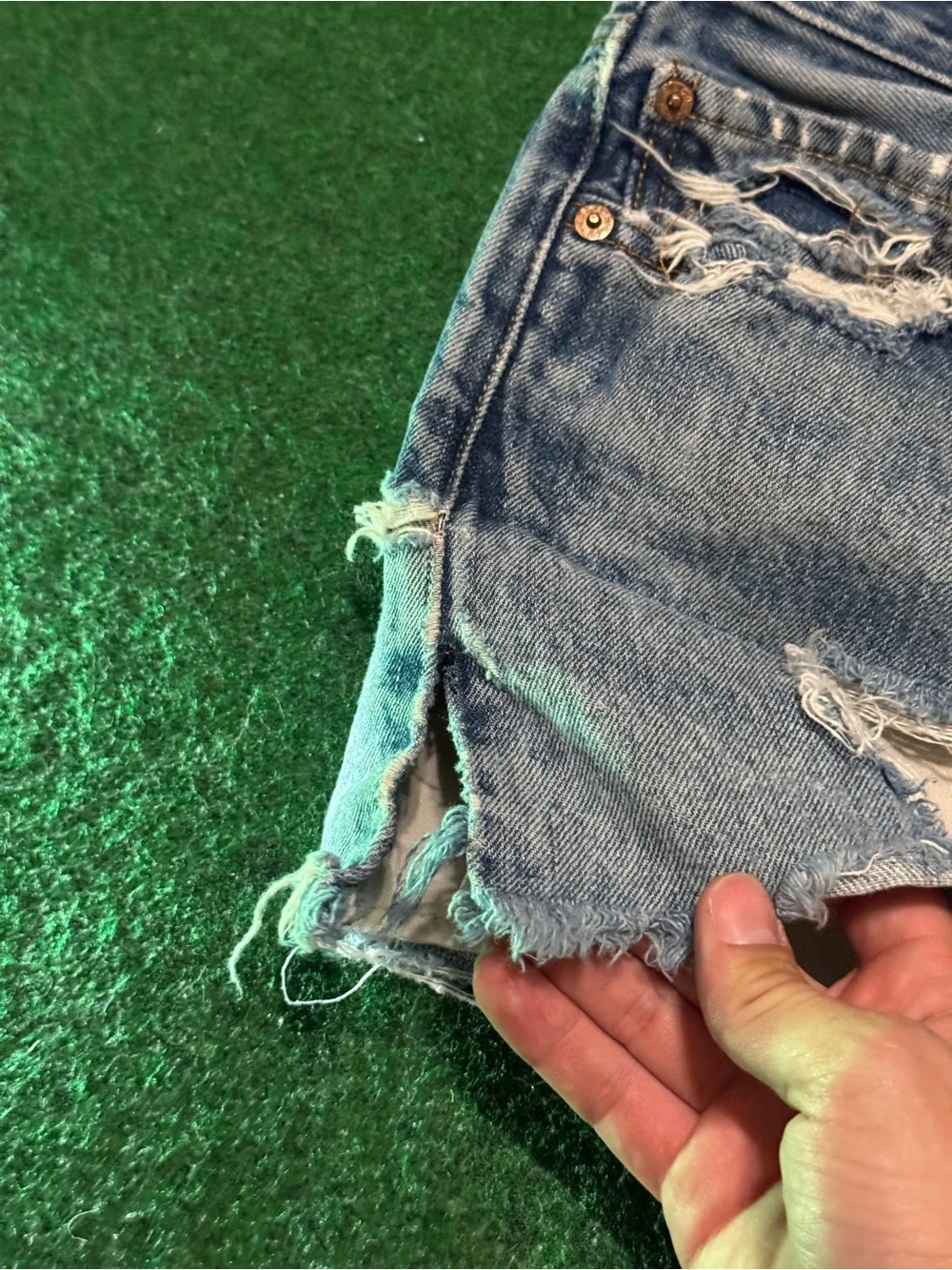 Levis 501 Cutoff Denim Shorts Womens 30 Waist 3” Distressed Button Fly 90s
